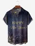 Happy New Year Chest Pocket Short Sleeve Casual Shirt