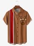 Christmas Peace Symbol Elk Chest Pocket Short Sleeve Bowling Shirt