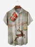 Christmas Elk Chest Pocket Short Sleeve Casual Shirt