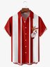 Santa Elk Chest Pocket Short Sleeve Bowling Shirt