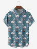 Christmas Flamingo Chest Pocket Short Sleeve Hawaiian Shirt