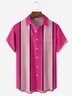 Geometric Contrast Chest Pocket Short Sleeve Bowling Shirt