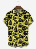 Cartoon Expression Chest Pocket Short Sleeve Casual Shirt