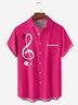 Music Note Chest Pocket Short Sleeve Casual Shirt