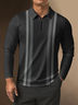 Geometric Striped Long Sleeve Casual Polo Bowling Shirt