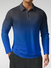 Ombre Polka Dot Button Long Sleeve Polo Shirt