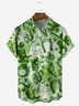 Hardaddy Hawaiian Button Up Shirt for Men Green St. Patrick's Day Lucky Clover Gold Coins Beer Regular Fit Short Sleeve Shirt St Paddy's Day Shirt