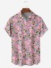 Hardaddy Cartoon Flamingo Chest Pocket Short Sleeve Casual Shirt