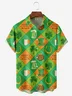 Hardaddy Hawaiian Button Up Shirt for Men Green Irish St. Patrick's Day Lucky Clover Gold Coins Regular Fit Short Sleeve Shirt St Paddy's Day Shirt