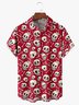 Hardaddy Music Punk Culture Skull Chest Pocket Red Regular Fit Short Sleeve Hawaiian Shirt For Men