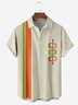 Hardaddy Casual Art Collection Geometric Stripes Color Block Pattern Lapel Short Sleeve Chest Pocket Shirt Print Top