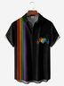 Geometry Rainbow Heart Chest Pocket Short Sleeve Bowling Shirt