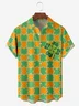 Hardaddy Hawaiian Button Up Shirt for Men Irish St. Patrick's Day Lucky Clover Lucky Grid Regular Fit Short Sleeve Shirt St Paddy's Day Shirt