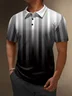 Hardaddy Casual Art Collection Gradient Striped Geometric Pattern Lapel Short Sleeve Polo Print Top