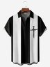 Mens Crucifix Print Casual Breathable Short Sleeve Hawaiian Shirt