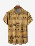 Music Notes Chest Pocket Short Sleeve Casual Shirt