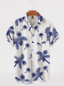 Mens Tropical Leaves Print Loose Chest Pocket Short Sleeve Hawaiian Shirt