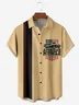 Breathable Retro Car Flag Chest Pocket Bowling Shirt