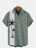 Mens Beach Print Casual Breathable Hawaiian Short Sleeve Shirt
