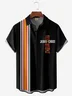 Moisture-wicking Text Cross Chest Pocket Bowling Shirt