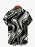 Moisture-wicking 3D Line Art Chest Pocket Hawaiian Shirt