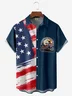 Breathable Memorial Day US Flag Eagle Moto Chest Pocket Shirt