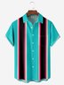 Moisture-wicking Geometry Color Block Chest Pocket Bowling Shirt