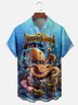 Moisture-wicking Gradient Octopus Astronaut Chest Pocket Hawaiian Shirt