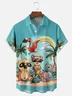 Hardaddy Cartoon Tropical Animals Toucan Breathable Chest Pocket Hawaiian Shirt