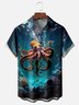 Hardaddy Marine Life Octopus Moisture-wicking Chest Pocket Hawaiian Shirt