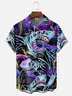 Hardaddy Moisture-wicking Ocean Abstract Shark Chest Pocket Hawaiian Shirt