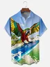 Moisture-wicking Tropical Parrots Chest Pocket Hawaiian Shirt