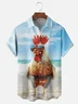 Moisture-wicking Ombre Beach Chicken Chest Pocket Hawaiian Shirt