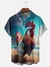 Moisture-wicking Ombre Beach Chicken Chest Pocket Hawaiian Shirt