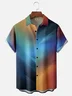 Moisture-wicking Gradient Color Abstract Geometric Chest Pocket Hawaiian Shirt