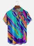 Moisture-wicking Gradient Color Abstract Stripe Chest Pocket Hawaiian Shirt