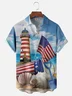 Moisture-wicking American Flag Chest Pocket Hawaiian Shirt