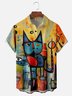 Moisture-wicking Abstract Art Cat Chest Pocket Hawaiian Shirt