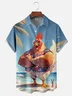 Moisture-wicking Beach Vacation Chicken Chest Pocket Hawaiian Shirt