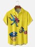 Moisture-wicking Retro Character Illustration Chest Pocket Hawaiian Shirt