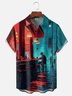 Moisture-wicking Street Art Illustration Chest Pocket Hawaiian Shirt
