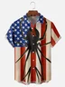 Moisture-wicking American Flag Chest Pocket Hawaiian Shirt