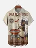 Moisture-wicking Dachshund BBQ Chest Pocket Hawaiian Shirt