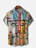 Moisture-wicking Abstract Portrait Chest Pocket Hawaiian Shirt