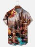 Moisture-wicking Chocolate Castle Chest Pocket Hawaiian Shirt