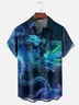 Moisture-wicking Art Dragon Chest Pocket Hawaiian Shirt