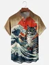 Moisture-wicking Ukiyo-e Cat Chest Pocket Hawaiian Shirt