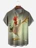 Tall Size Moisture-wicking Kungfu Rooster Chest Pocket Hawaiian Shirt