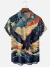 Moisture-wicking Ukiyo-e Bald Eagle Soaring Chest Pocket Hawaiian Shirt