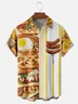 Moisture-wicking Classic Hot Dog Drawing Chest Pocket Bowling Shirt